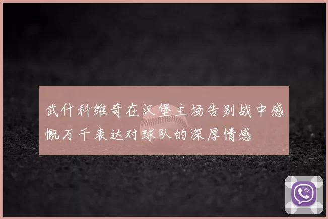 武什科维奇在汉堡主场告别战中感慨万千表达对球队的深厚情感